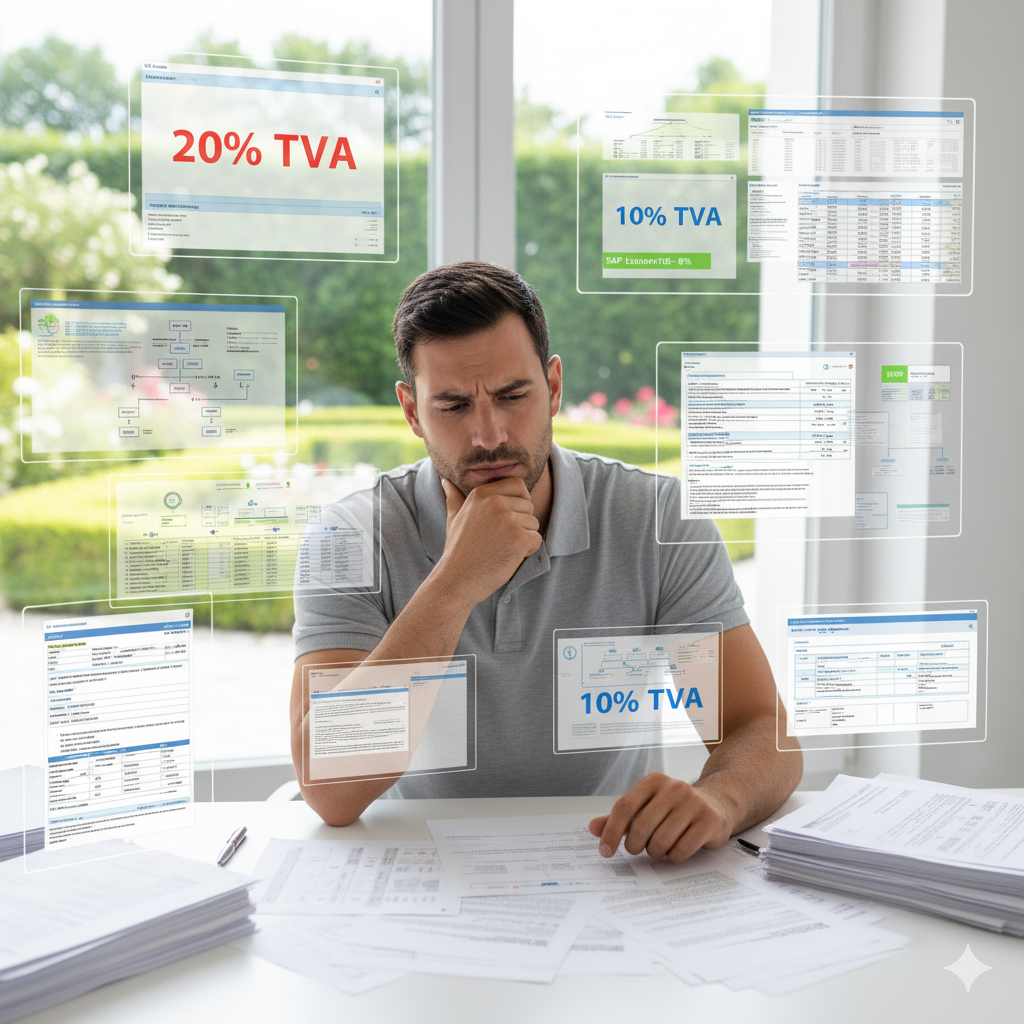 Paysagiste qui vérifie les taux de TVA travaux jardinage sur un devis