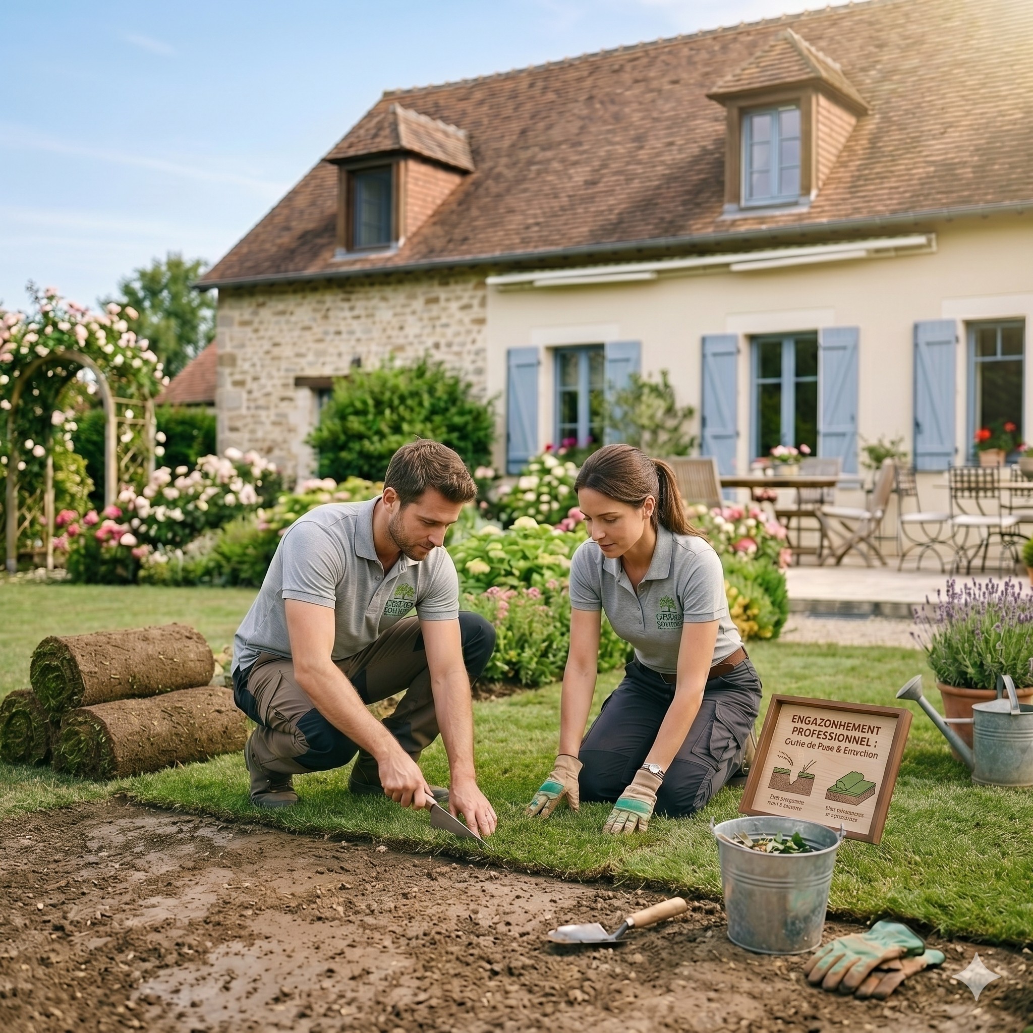 Engazonnement professionnel : semis ou rouleaux, méthode et tarifs 2026